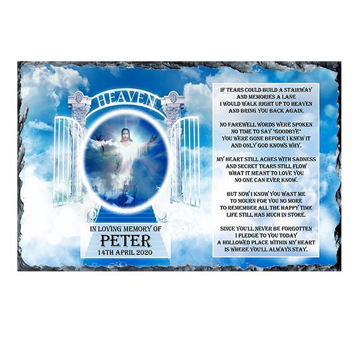 Personalsied Remembrance Slate - Stairway to Heaven